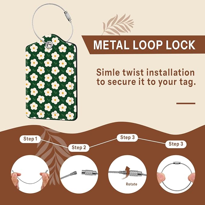 2 Pack Floral Luggage Tag for Women, Name ID Labels - Image 5