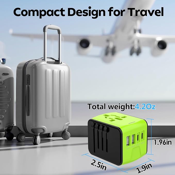 JMFONE International Travel Adapter 2 USB-C & 2 USB-A Ports and Multi AC Sockets - Image 8