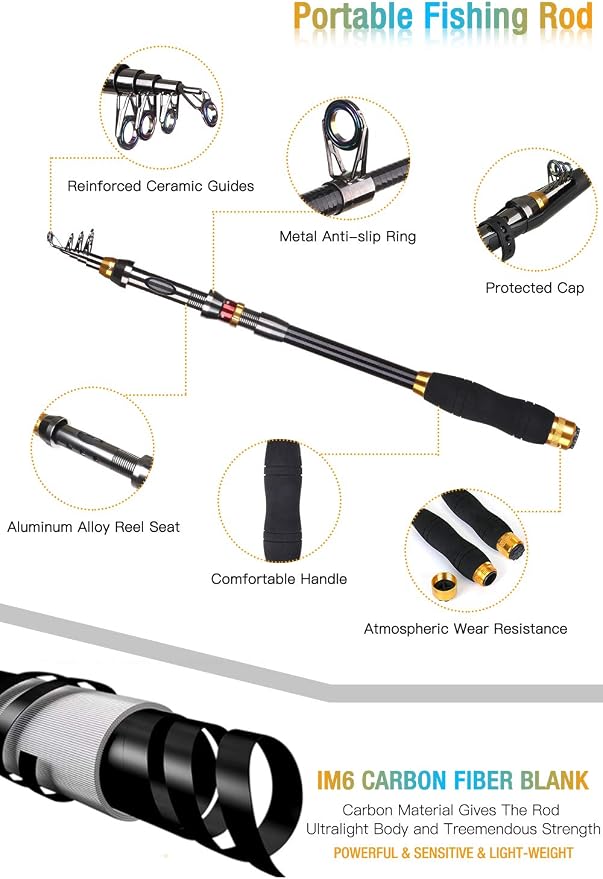 Fishing Rod and Reel Combo, Carbon Fiber Telescopic Fishing Pole - Image 3