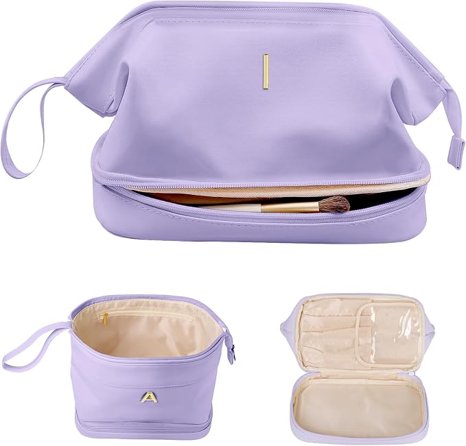 Initial Makeup Bags, Personalized Double Layer Cosmetic Bag by Vogewood