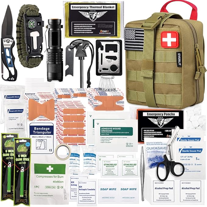 EVERLIT 250 Pieces Survival First Aid Kit IFAK EMT Molle Pouch Survival Kit by EVERLITSURVIVAL