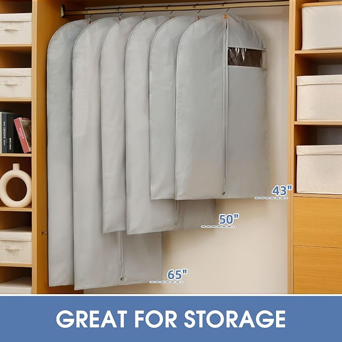 43" Garment Bags for Hanging Clothes, Suit Bags for Closet Storage and Travel - Image 5