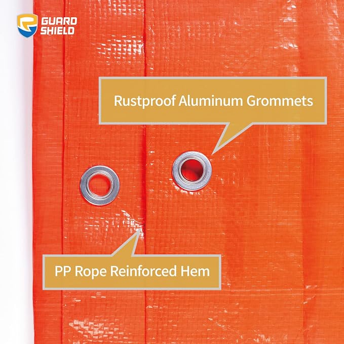 GUARD SHIELD Orange Tarp 20x30 Feet Tarps High Visibility Outdoor Poly Cover - Image 3