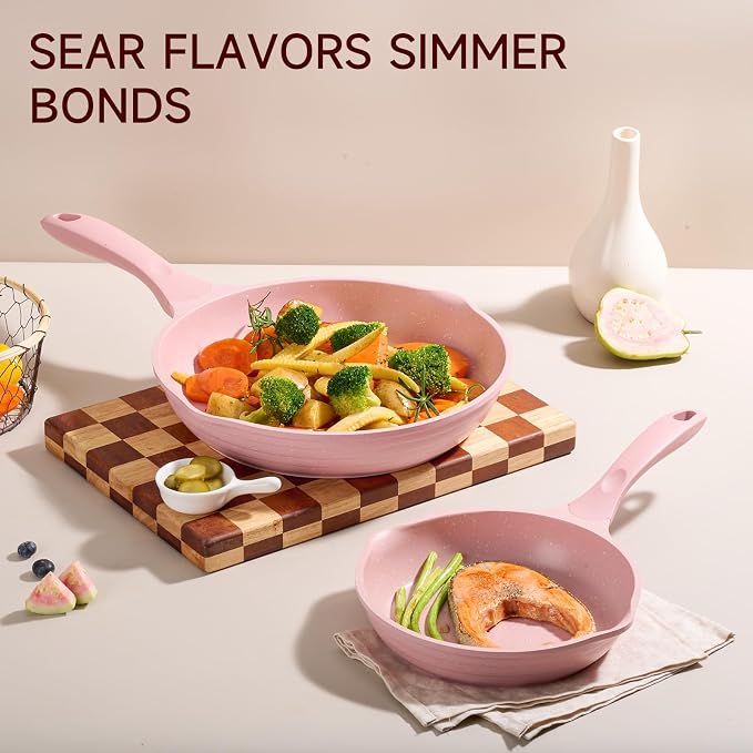 JEETEE Pink Pots and Pans Set Nonstick 23pcs, Healthy Kitchen Cookware Sets - Image 6