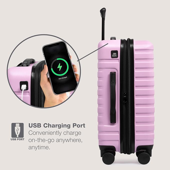 U.S. Traveler Boren Polycarbonate Hardside Rugged Travel Suitcase Luggage - Image 4