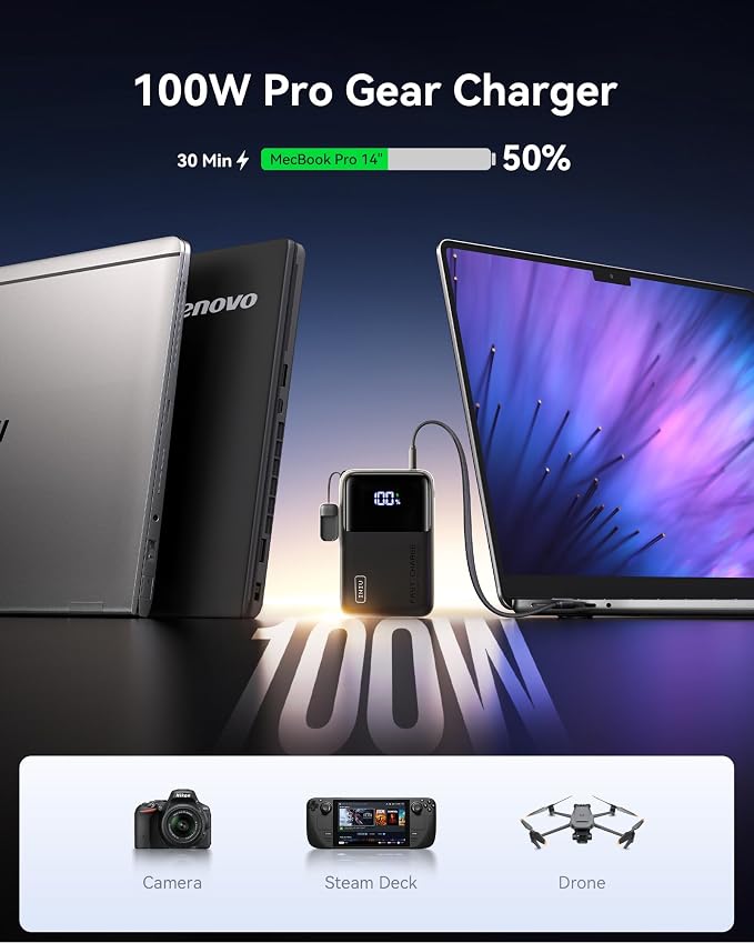 INIU 100W Power Bank, Mini Size 25000mAh High Capacity Laptop Portable Charger - Image 2