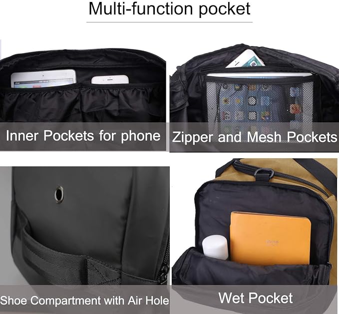 Gym Duffle Bag Backpack Waterproof Sports Duffel Bags Travel Weekender Bag - Image 5