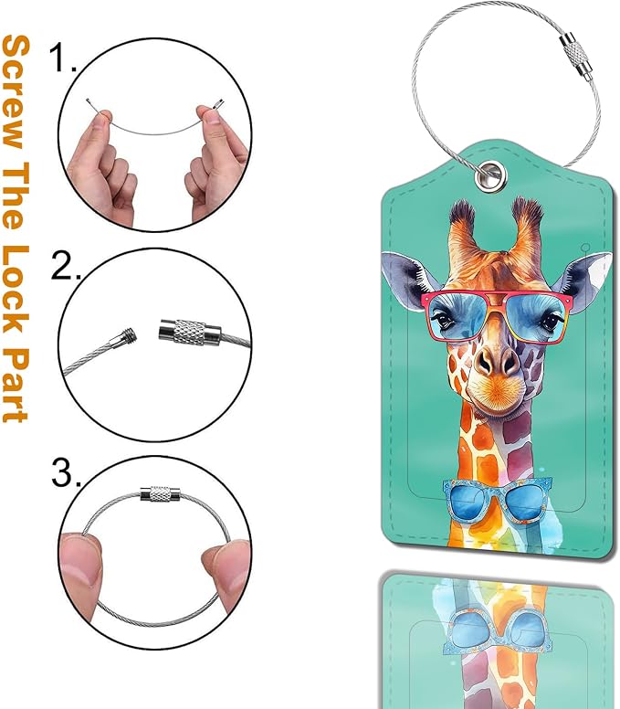 2 Pack Luggage Tag for Suitcase, Cute Unique Leather Bag Tags Identifiers - Image 2
