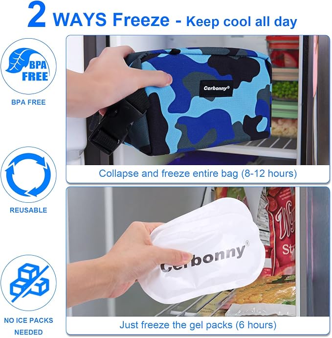 Cerbonny Small Insulated Cooler Bag, Freezable Lunch Bag - Image 3