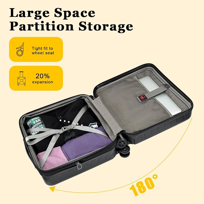 16 Inch Carry On Luggage Airline Approved, Expandable Lightweight ABS+PC Hard - Image 3