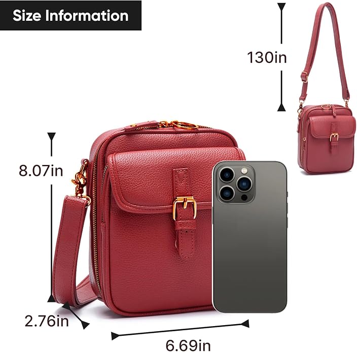1060 Leather Crossbody Bags for Women Anti-Theft Vegan Purse - Image 7