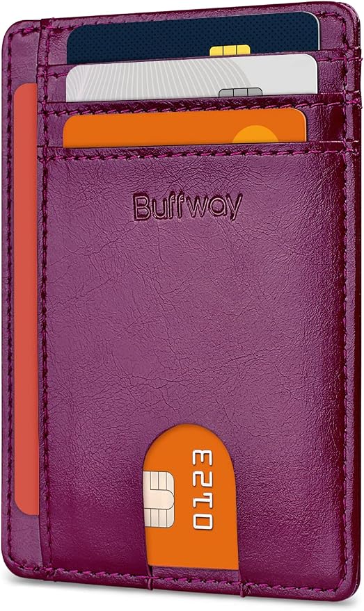 Buffway Slim Minimalist Front Pocket RFID Blocking Leather Wallets by Buffway