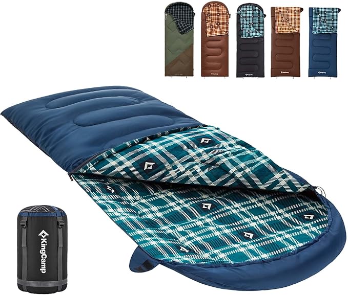 KingCamp Sleeping Bag for Adults, Cold Weather & Warm XL Big and Tall Flannel by KingCamp
