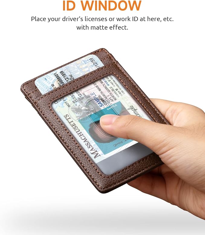 Buffway Mens Slim Wallet, Minimalist Thin Front Pocket Leather Credit Card - Image 4