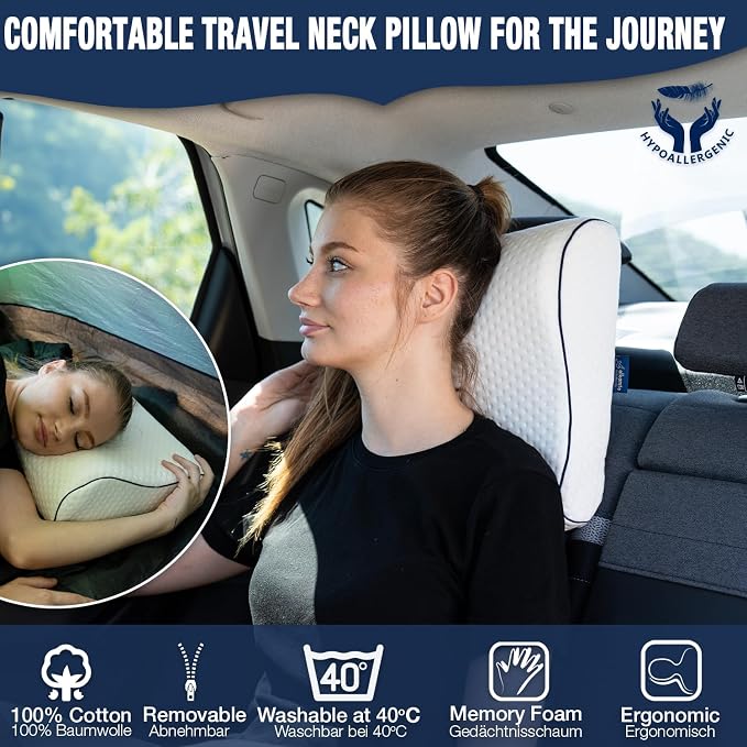 Travel & Camping Comfortable Memory Foam Pillow – Easy to Carry Portable Bag – - Image 2
