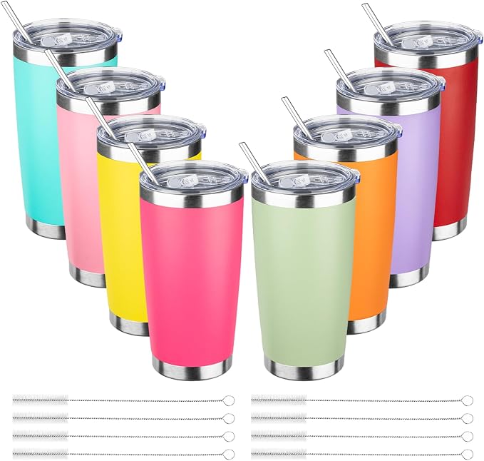20oz Tumbler with Straw and Brush, Stainless Steel Vacuum Insulated tumbler by Unknown