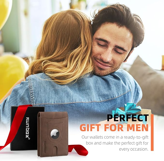 RUNBOX AirTag-Wallet-Mens-Slim-RFID Blocking Wallets Leather - Image 6