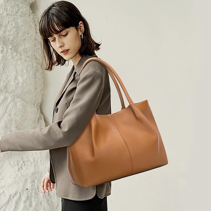 KKXIU Tote Bag for Women Vegan Leather Shoulder Purse Large Capacity Travel Bag - Image 3