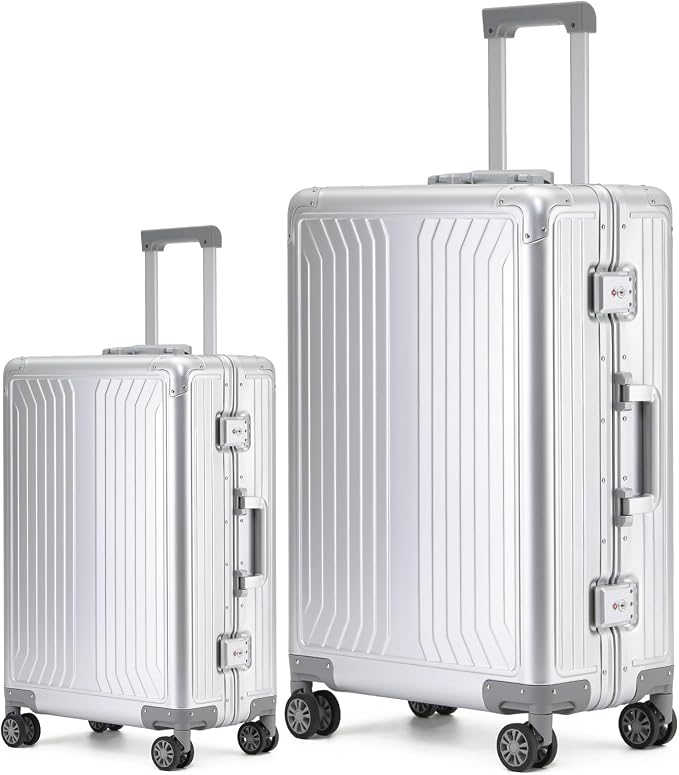 Metal all aluminum carry-on suitcase 20 "hard face, TSA lock and rotating wheel by XZSP+AISU