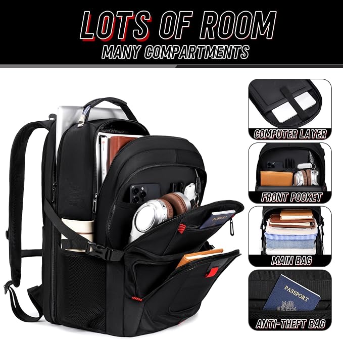 Z-MGKISS 18.4 Large Travel Backpack, USB Computer Bagpack Fits 18.4 Inch Laptop - Image 3