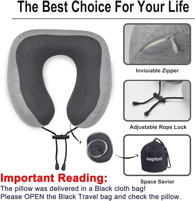 napfun Neck Pillow for Traveling, Travel Neck Pillow for Airplane 100% Pure - Image 5