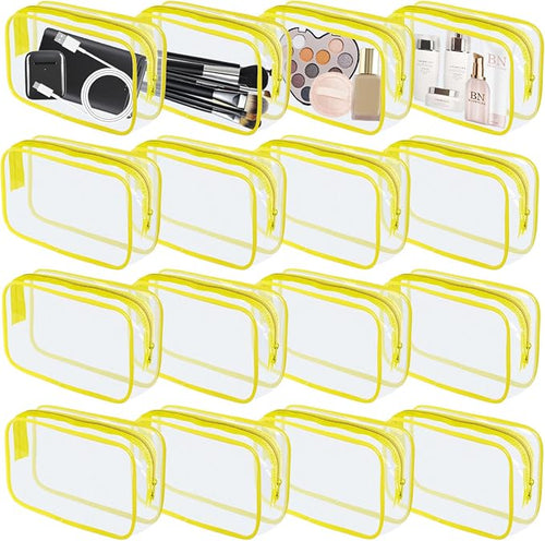 16 Pieces Clear Makeup Bag PVC Zippered Clear Toiletry Carry Pouch Portable by YedsIntu