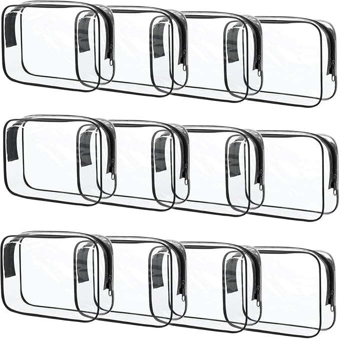 12 Pcs Clear Toiletry Bag PVC Waterproof Zippered PVC Cosmetic Makeup Carry by Eilyliafe