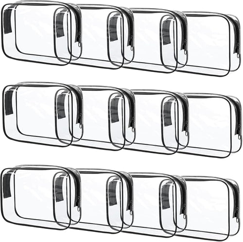 12 Pcs Clear Toiletry Bag PVC Waterproof Zippered PVC Cosmetic Makeup Carry by Eilyliafe