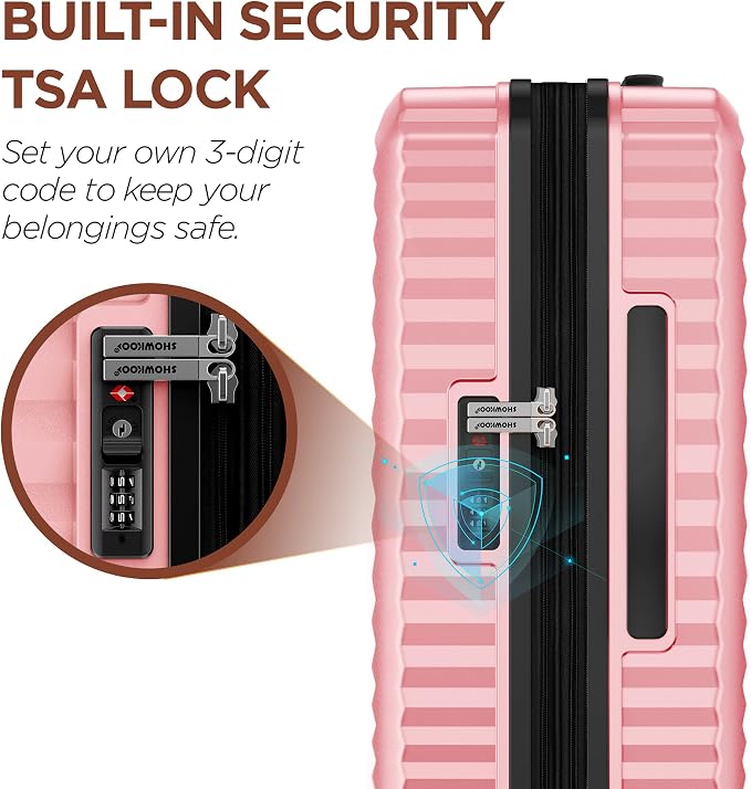 SHOWKOO Luggage Sets 3 Piece Hardside Expandable Suitcase - Image 7