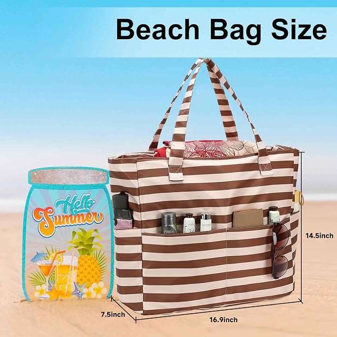 LEDAOU Beach Bag Waterproof Sandproof Women Tote Bag Pool Bag - Image 6