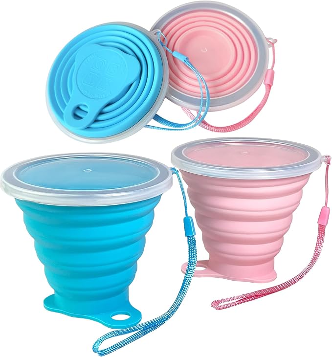 Silicone Collapsible Cup with Lid – Portable Collapsible Travel Cup by MeanHoo
