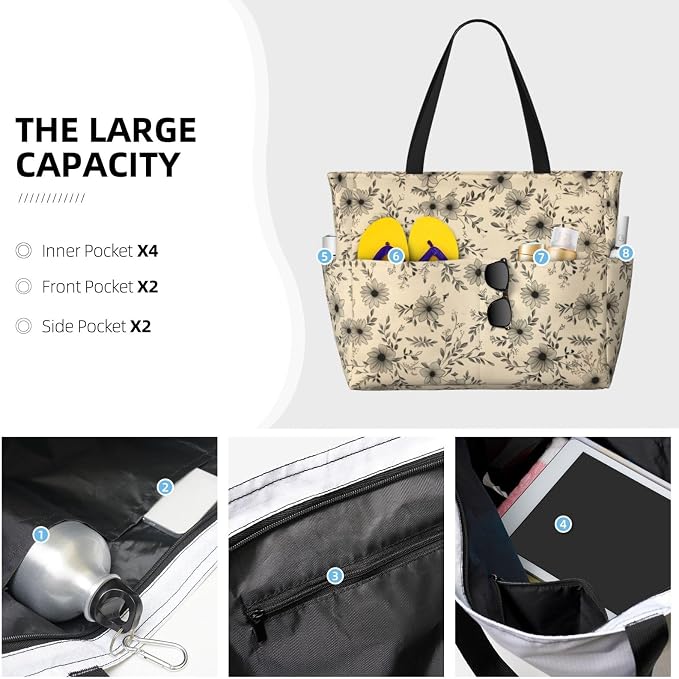 Beach Bag for Women Beach Tote Bag Waterproof Sandproof Large Bags - Image 3