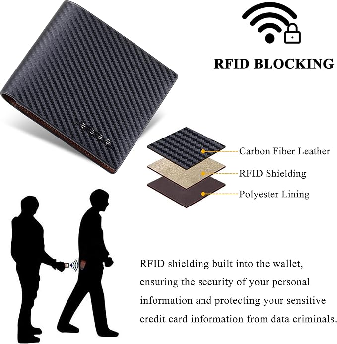 VISOUL Leather Mens Bifold RFID Blocking Wallet - Image 5