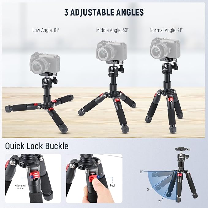 NEEWER Portable Desktop Mini Tripod Aluminum Alloy 20''/ 50cm Desk Tripod - Image 2