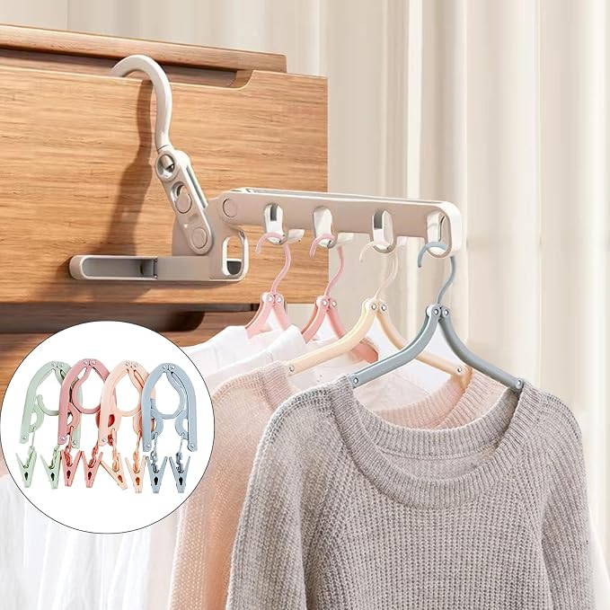 Portable Foldable Clothes Hanger, Plastic Travel Foldable Coat Hangers Clothes by Moxuercty