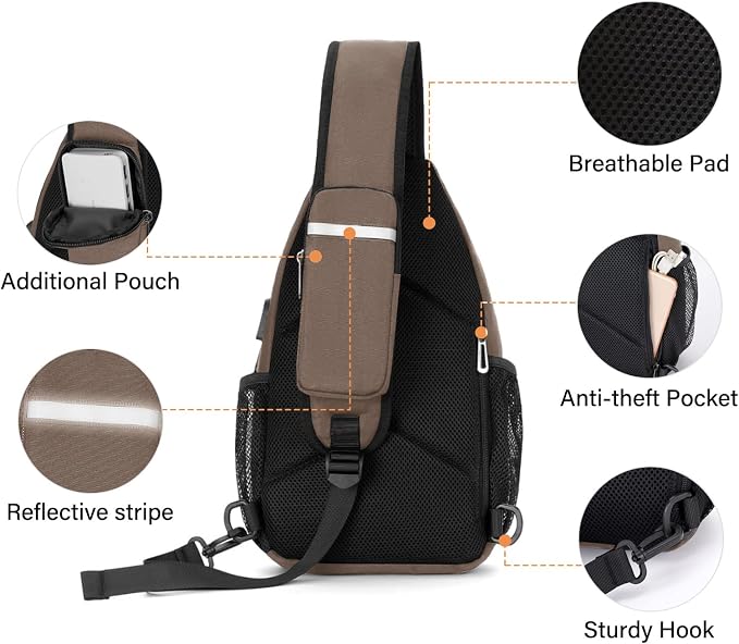 MOSISO Sling Backpack Bag, Crossbody Shoulder Bag Travel Hiking Daypack Chest - Image 4