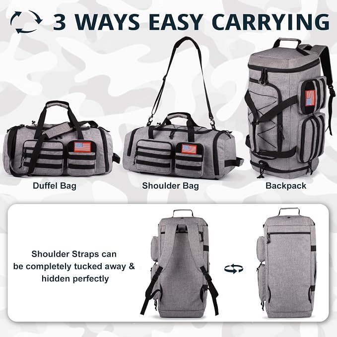 Tactical Gym Bag for Men，50L Large 3 in 1 Sports Duffle Bag - Image 5