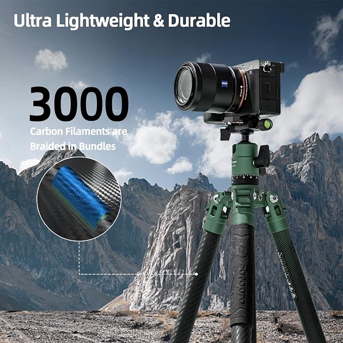 Fotopro Carbon Fiber Tripod 60 Inch 360 Degree Ball Head Quick Release Plate - Image 2