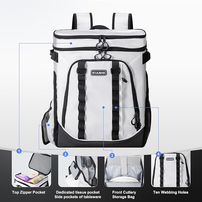Beach Cooler Backpack for Men 36cans Insulated Backpack Cooler Lunch Bag for - Image 4