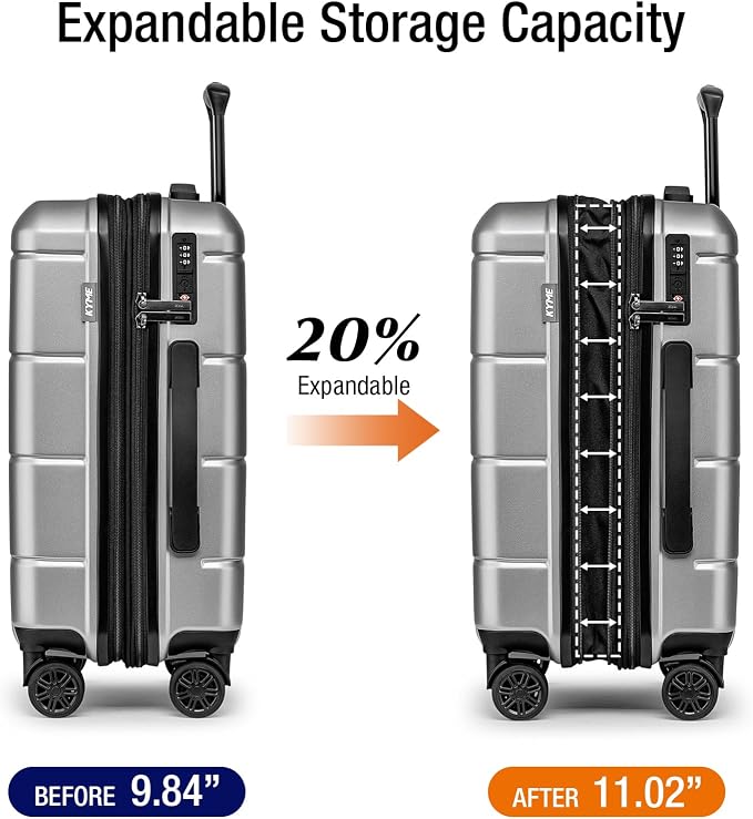 KYME Hardside Expandable Carry On Luggage 22x14x9 Airline Approved 20 Inch - Image 2