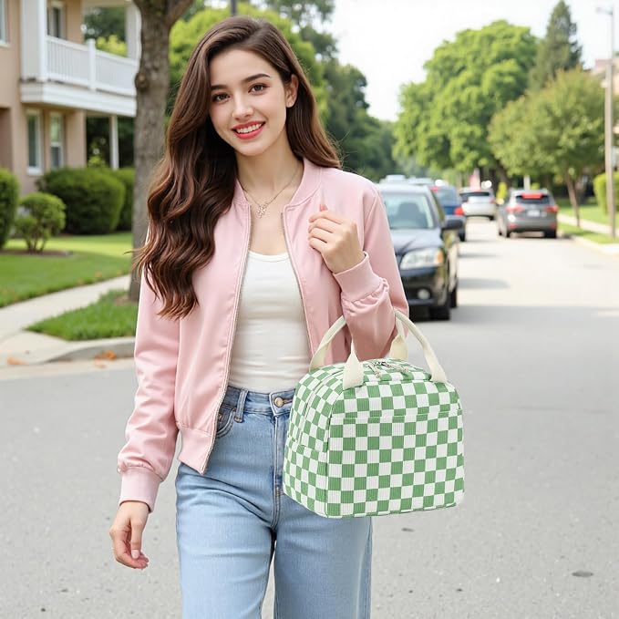 Bluboon Lunch Bag for Women Men Cute Corduroy Lunch Tote Bags Reusable - Image 4