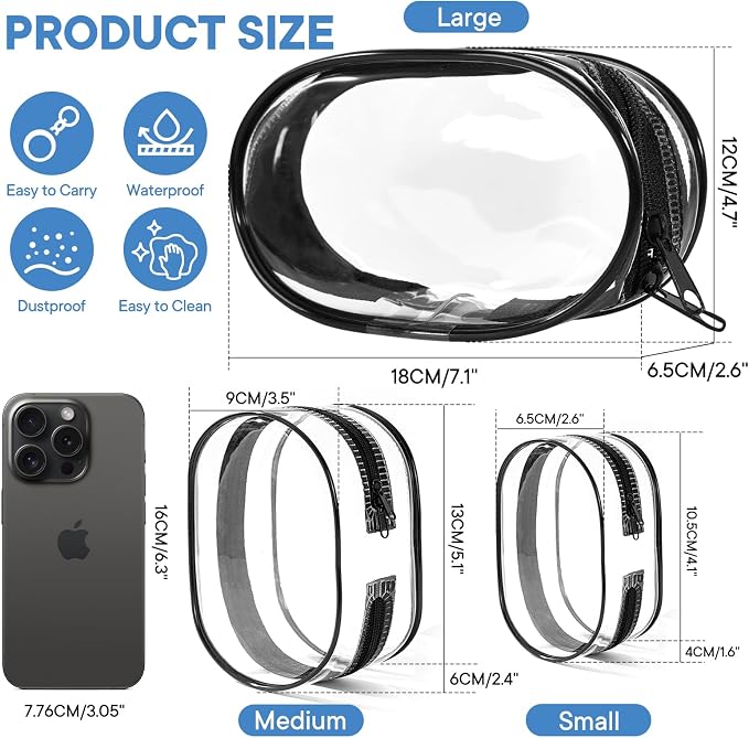 XEWEA Small Clear Toiletry Makeup Bag Portable Waterproof, Electronics - Image 2