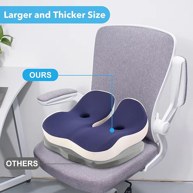 Seat Cushion, Office Chair Memory Cushion, Ergonomic Design, Relieve Sciatica - Image 5