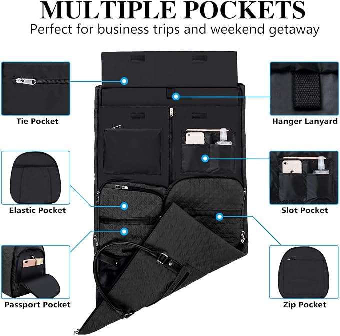 Garment Bag for Travel With Toiletry Bag Convertible Carry On Weekender Bag - Image 2