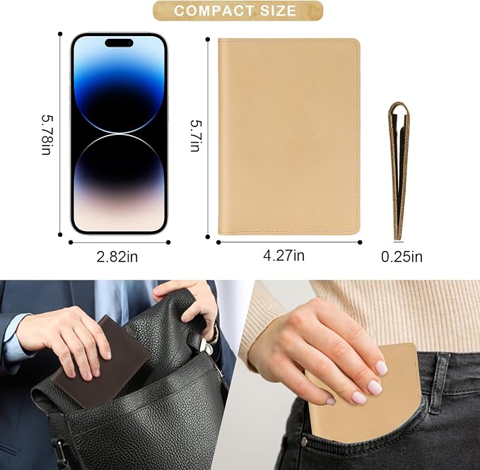 Real Leather Passport Holder for Men and Women, Handmade Wallet Cover Case - Image 5