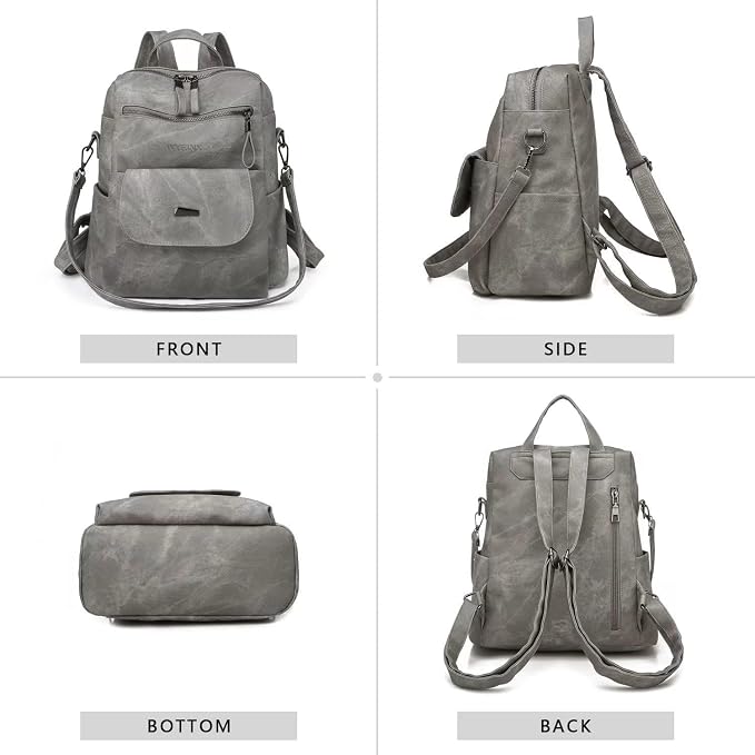 PU Leather Backpack Purse for Women Fashion Multipurpose Design Handbag Ladies - Image 3