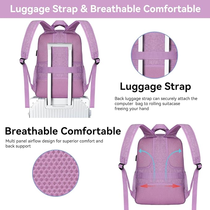 Voova Travel Laptop Backpack, Business Work Laptop Backpack - Image 5