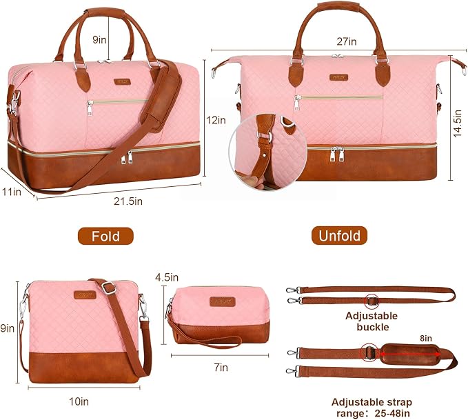 Weekender Bag for Women, Travel Duffel Bag Carry On Overnight Bag - Image 7