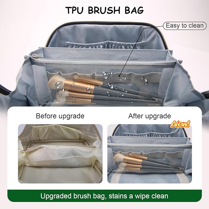 Travel Makeup Bag for Women: Large Capacity Open Flat Make up Bag Set of 3 - Image 5