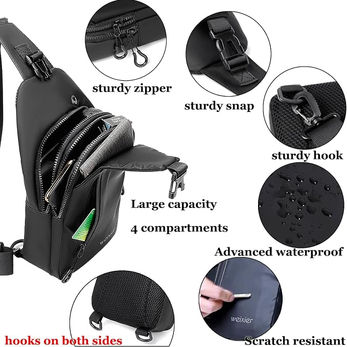 Waterproof Sling Bags Mens Shoulder Crossbody Backpack - Image 4